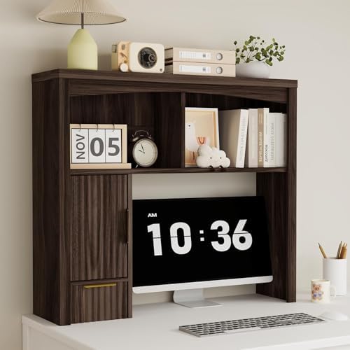 Desktop Shelf, Wooden Desk Hutch with Storage, Desktop Bookshelf