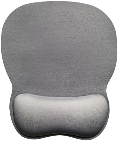 Mouse Pad with Wrist Support, Ergonomic Mousepad with Comfortable Memory Foam Wrist Rest Cushion, Relieve Wrist Pain, Non-Slip Rubber Base Gaming Mice Pad for Home Office Computer Laptop, Light Grey