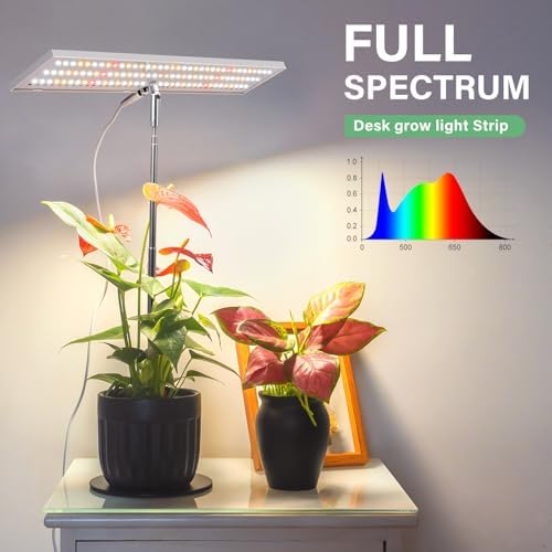 LORDEM Grow Light for Indoor Plant, Full Spectrum LED Plant Light, Height Adjustable Growing Lamp with Auto On/Off Timer 4H/8H/12H, 4 Dimmable Brightness, Ideal for Home Desk Plant Lighting, 2 Pack