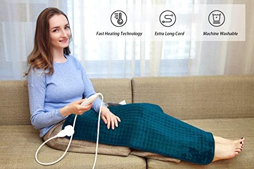 Ruqiji 17''x33'' XXXL King Size Heating Pad with 10 Temperature Settings, Pain Relief for Back/Neck/Shoulders/Menstrual Pain/Leg Cramp(Dark Teal)