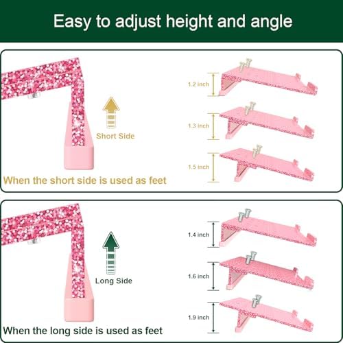 Computer Keyboard Stand for Desktop - 6-Level Height Adjustable Acrylic Keyboard Riser Non-Slip Ergonomic Key Board Tray Holder for Home School Office Desk Accessories, Sparkling Pink