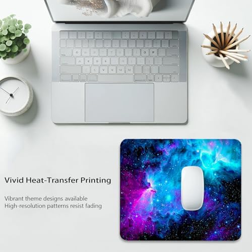 Blue and Purple Nebula Mouse Pad, Cosmic Space Galaxy Durable Desk Mat
