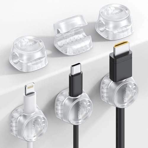 Lamicall 6 Pack Cord Organizer, Office Desk Accessories, Clear Cable Clips