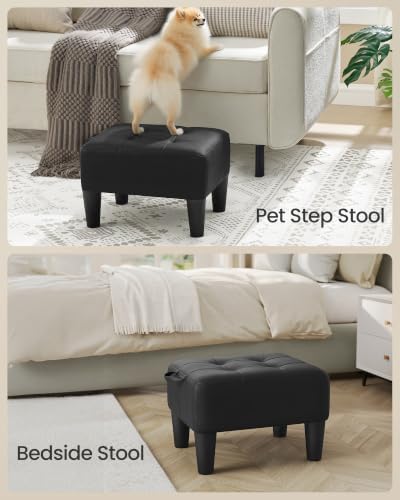 SONGMICS Storage Ottoman, PVC Leather Footrest with Hidden Storage