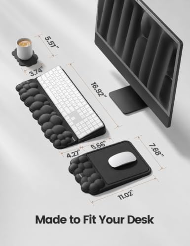 Vaydeer Keyboard Riser and Mouse Pad with Wrist Rest Set, Coaster Included
