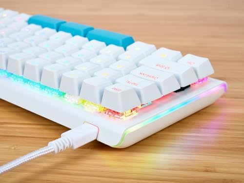 KINESIS Gaming TKO White Mechanical Keyboard | Tactile Brown Switches | 60% Layout | Split Spacebar | Hotswap | White Body