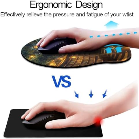 Ergonomic Mouse Pad with Wrist Support,Mouse Pad with Wrist Rest,Relieve Wrist Pain Mousepad Non-Slip Rubber Base,Mouse Pads for Desk,Computers,Laptop,Office,Home,Accessories Library Tree