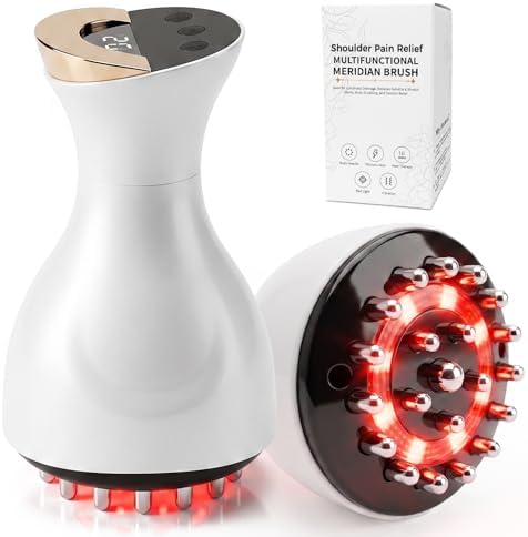 Shoulder Massager for Pain Relief and Circulation, Deep Tissue Shoulder Massager with Heat, Vibration, SoothingPulse & LED Light for Muscle Relaxation and Rotator Cuff Relief