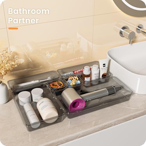 A-LuGei 【Military Grade】 Drawer Organizer for Vanity Bathroom Makeup Desk