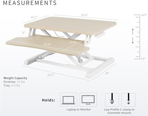 VIVO Light Wood 26 in Standing Desk Converter, DESK-V026KF