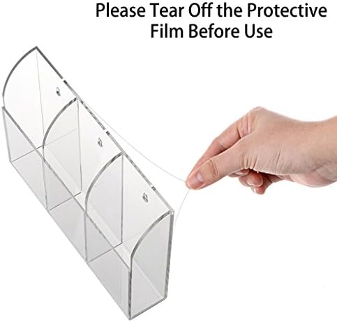 Hipiwe Wall Mount Remote Control Holder Acrylic Media Organizer, 3 Slots