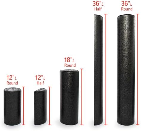 OPTP AXIS Firm Density Foam Roller – Half-Round, Black, 12" X 3"