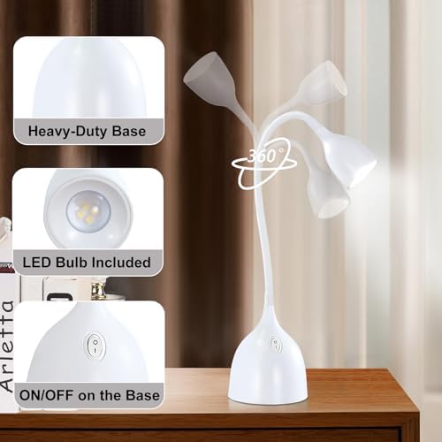 EJIAXIN Desk Lamp for College Dorm Room - LED Reading Light, White
