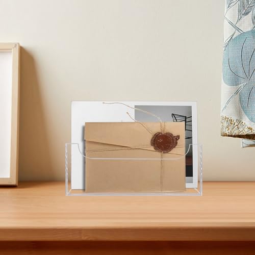 Acrylic Mail Holder Organizer Box for Desk Countertop Wall Mount Clear