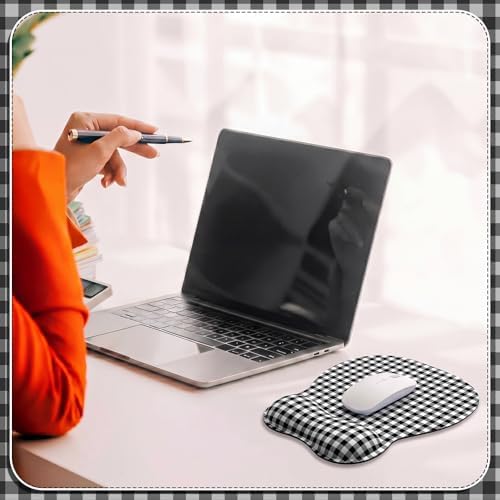 Sabary Black White Gingham Mouse Pad with Wrist Rest Checkered Mouse Pad