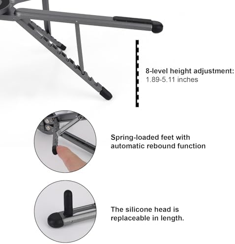 Multifunctional Magnetic Phone Stand, 8-Level Adjustable Height 4 in 1 Magnet Laptop Stand Foldable Portable Device Holder Compatible with Phone Laptops Tablets Desk & Car Use Accessories