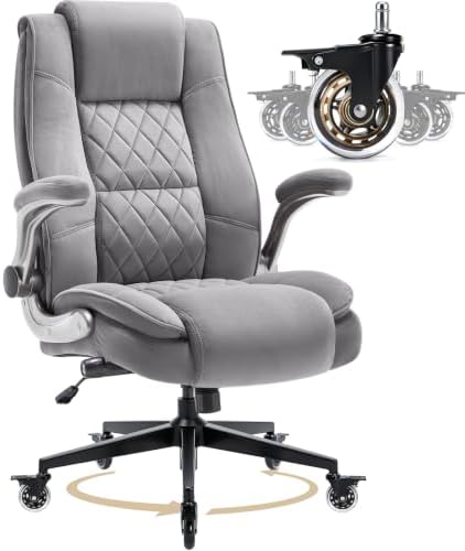 Fabric High Back Office Chair, Thick Padded Ergonomic Computer Desk Chair