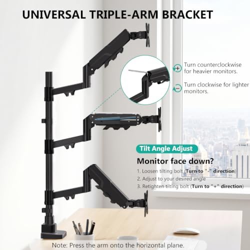 WALI Stacked Triple Monitor Mount for 49" UItrawides and Dual 34" Monitors