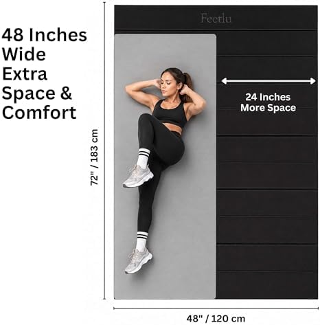 Extra Wide & Large Foldable Yoga Mat, 72" x 48", 6mm/8mm Thick