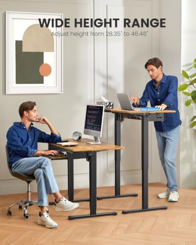 ErGear Electric Standing Desk with Keyboard Tray, 44x24, Vintage Brown