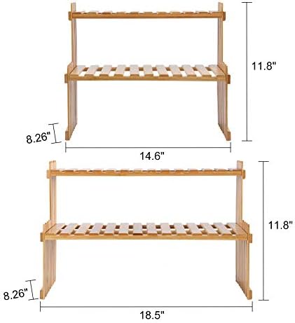 GURECOD 2 Tiers Bamboo Plant Stand Shelf, 18.5" Length