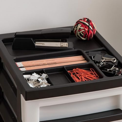 IRIS USA 2 Pack 10-Drawer Plastic Rolling Storage Cart Organizer with Wheels and Drawers for Craft Supplies, Office, Classroom and Closet Use, Black