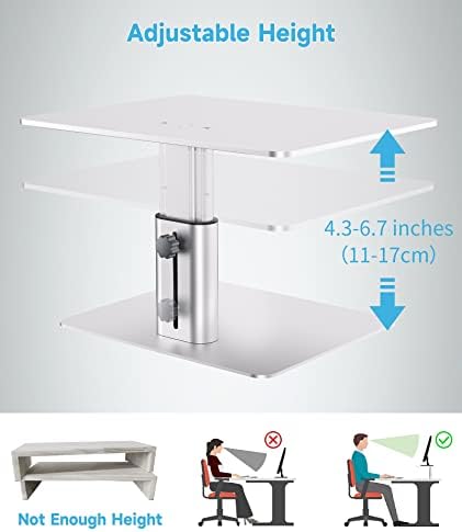 BoYata Monitor Stand, Adjustable Height Metal Desktop Riser, Silver