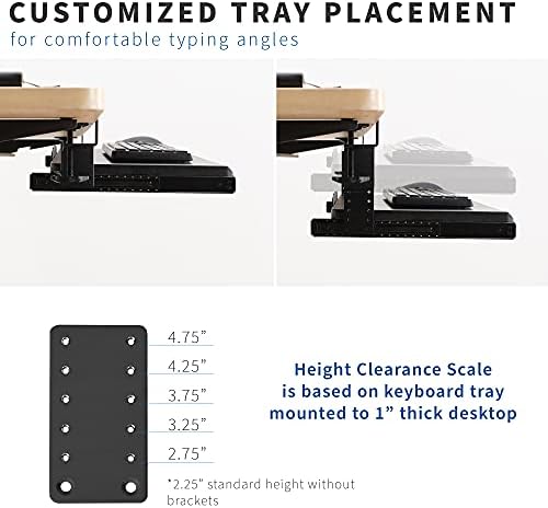 VIVO Black Height Adjustment Kit Brackets for Keyboard Trays, MOUNT-KB5SP
