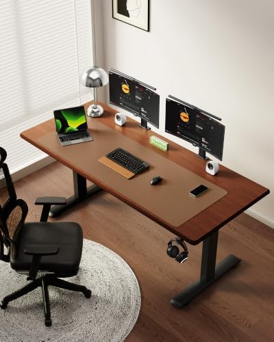 YSAGi Leather Desk Pad Protector, Office Desk Mat, Large Mouse Pad, Non-Slip PU Leather Desk Blotter, Laptop Desk Pad, Waterproof Desk Writing Pad for Office and Home (Khaki,55" x 17.2")