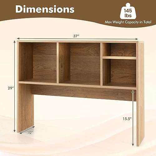 Tangkula Desktop Bookshelf, Countertop Storage Hutch with 4 Shelves for Computer Desk, Desktop 2-Tier Display Rack, Multipurpose Wood Desktop Hutch Storage Organizer for Dorm Office