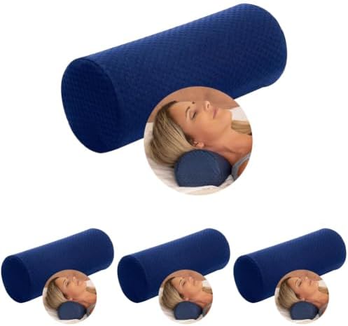 Carex Memory Foam Cervical Neck Pillow, Round - Contoured Design to Support_Neck and Shoulders, Relieve Pain and Pressure, Neck Roll Pillow for Sleeping, Memory Foam, 1 Count (Pack of 4)