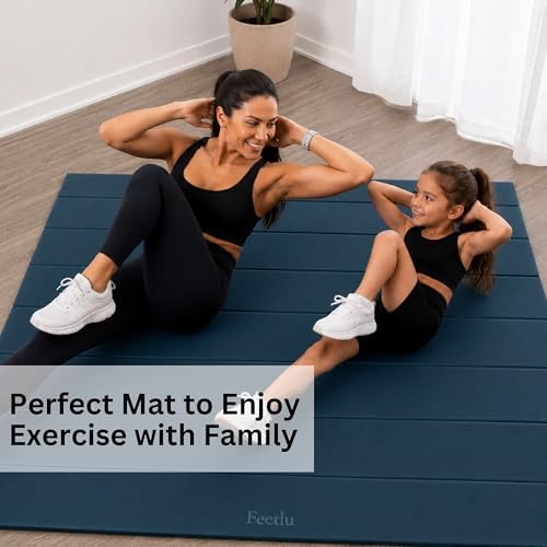 Extra Wide & Large Foldable Yoga Mat, 72" x 48", 6mm/8mm Thick