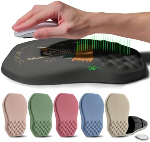 Ergonomic Raised Mouse Pad Wrist Support with Bilateral Slope Memory Foam Mousepad for Wrist Rest and Carpal Tunnel Pain Relief 11.8x7.9〃Horror Skeleton