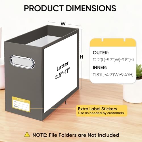 BALEINE 4PK File Organizer Box, Cardboard File Folder Organizer with Handle