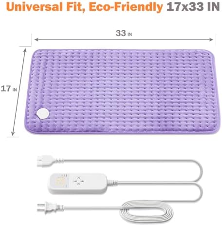 Heating Pad for Back, Neck & Shoulders, Soft Electric Heating Pad with Moist & Dry Heat, Auto-Off, Machine Washable, Birthday Gifts for Women Wife Mom Her (Sunset Purple, 17"x33")