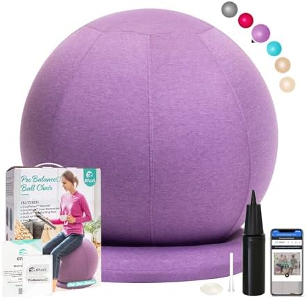 ProBalanceΩ Ball Chair, Yoga Ball Chair Exercise Ball Chair with Slipcover and Base for Home Office Desk, Birthing & Pregnancy, Stability Ball & Balance Ball Seat to Relieve Back Pain, Multiple color size