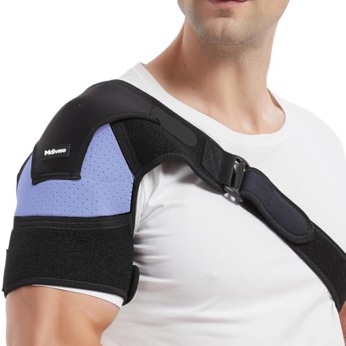 Shoulder Brace for Torn Rotator Cuff, Shoulder Support Immobilizer for Men and Women, Adjustable Compression Sleeve for Pain Relief, Dislocated AC Joint, Injury Recovery, Left or Right (Purple, L-XL)