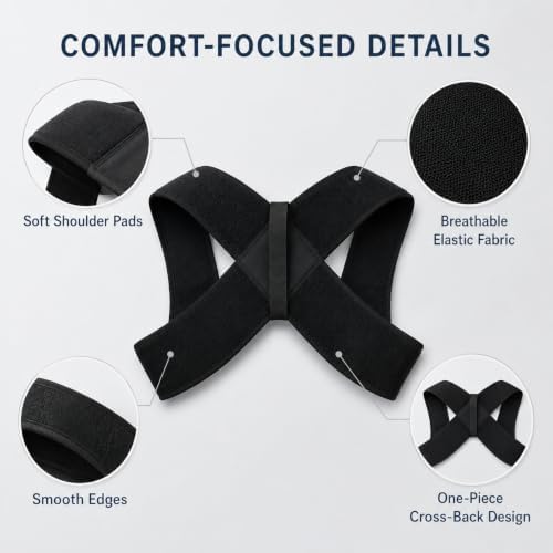 Posture Corrector for Men and Women, Adjustable Breathable Back Brace, Upper Back Shoulder Support Belt, Comfortable Posture Reminder for Office, Gym, Daily Wear，X-Large