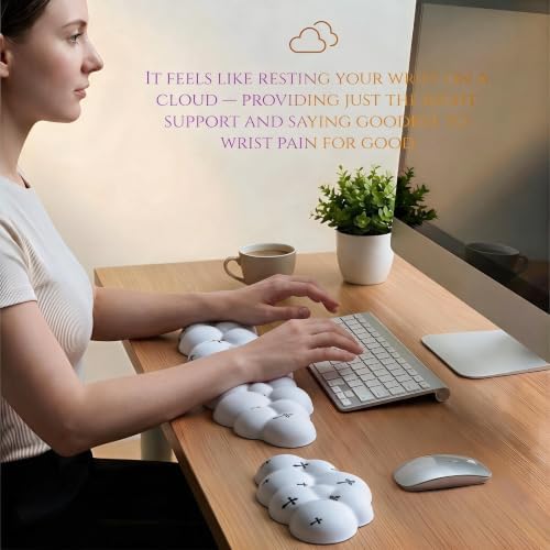 Cloud Wrist Rest Set for Keyboard & Mouse. Silky Fabric Surface