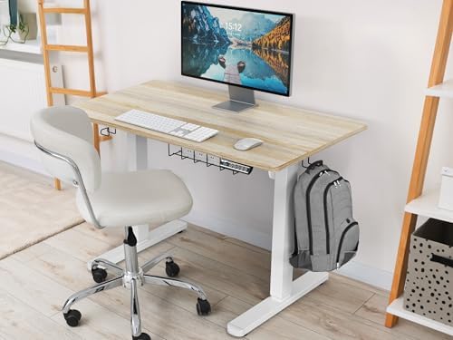 SHW 40 x 22 Inches Electric Height Adjustable Sit to Stand Desk, Maple