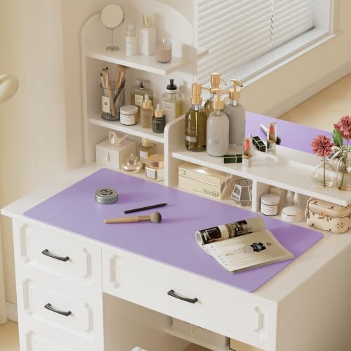 Aothia Faux Leather Desk Mat (Light Purple, 36" x 17")