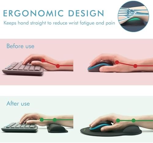 VAGAU Ergonomic Premium Memory Foam Keyboard and Mouse Wrist Rest Pads Set