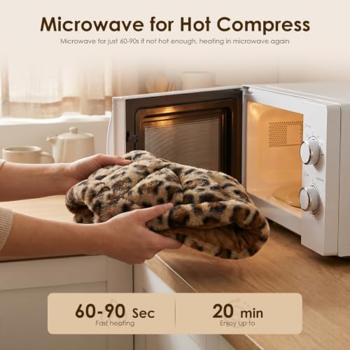 MORLIDEN Microwavable Heated Neck Wrap Warmer and Shoulder Weighted Heating Pad Microwave for Hot and Cold Compress - Leopard Print
