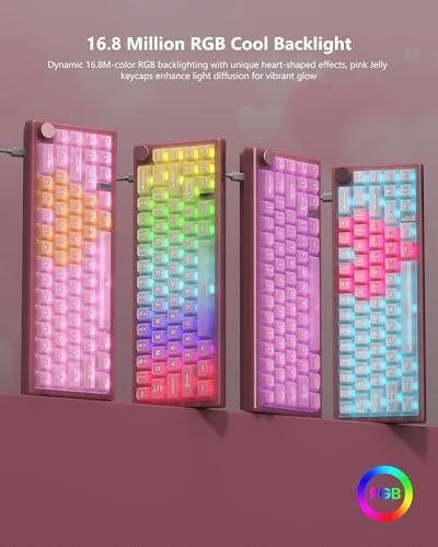 Womier 60% Keyboard QMK/VIA, Pink Gaming Mechanical Keyboard Creamy