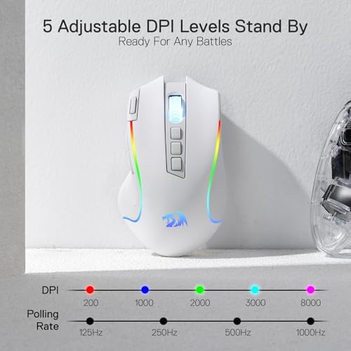 Redragon M612 Wireless RGB Optical Gaming Mouse 8000 DPI Remapping Keys