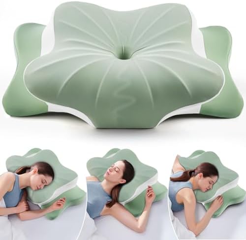 DONAMA Cervical Pillow for Neck and Shoulder Pain Relief, Cooling Contour Memory Foam Pillow, Dual-Height Ergonomic Neck Support Pillow for Side Back Stomach Sleepers with Removable Pillowcase