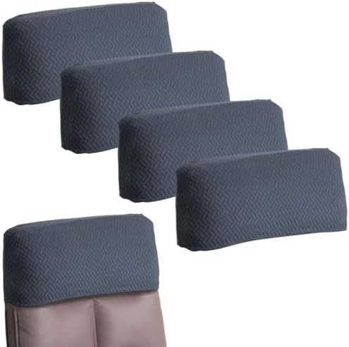 Stretch Office Chair Headrest Cover Jacquard Headrest Slipcover for Office Chairs Non Slip Head Rest Chair Furniture Protector for High Back Computer Chairs Set of 4 Dark Gray