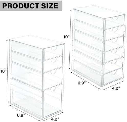 Prsildan Hair Accessories Organizer Acrylic Drawer with 10 Drawers