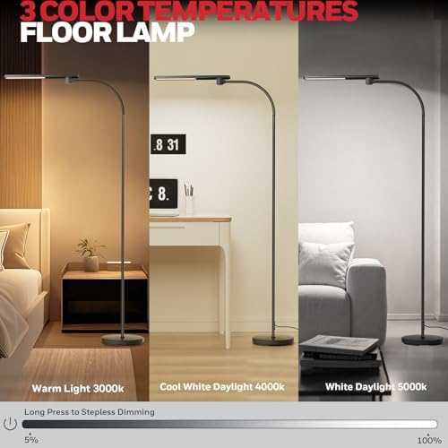 Honeywell LED Floor Lamp for Reading CRI97 Full Spectrum Dimmable Gooseneck
