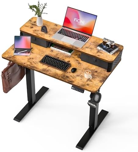 FiCiHi 35x20 Inch Electric Standing Desk, 2 Drawers, Adjustable Height Desk